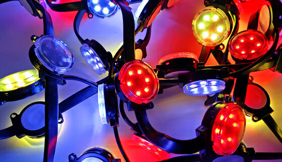 40mm RGBW LED Point Light DC24V IP67 DMX512 Control Pixel Module for Holiday Amusement Park Permanent Lighting